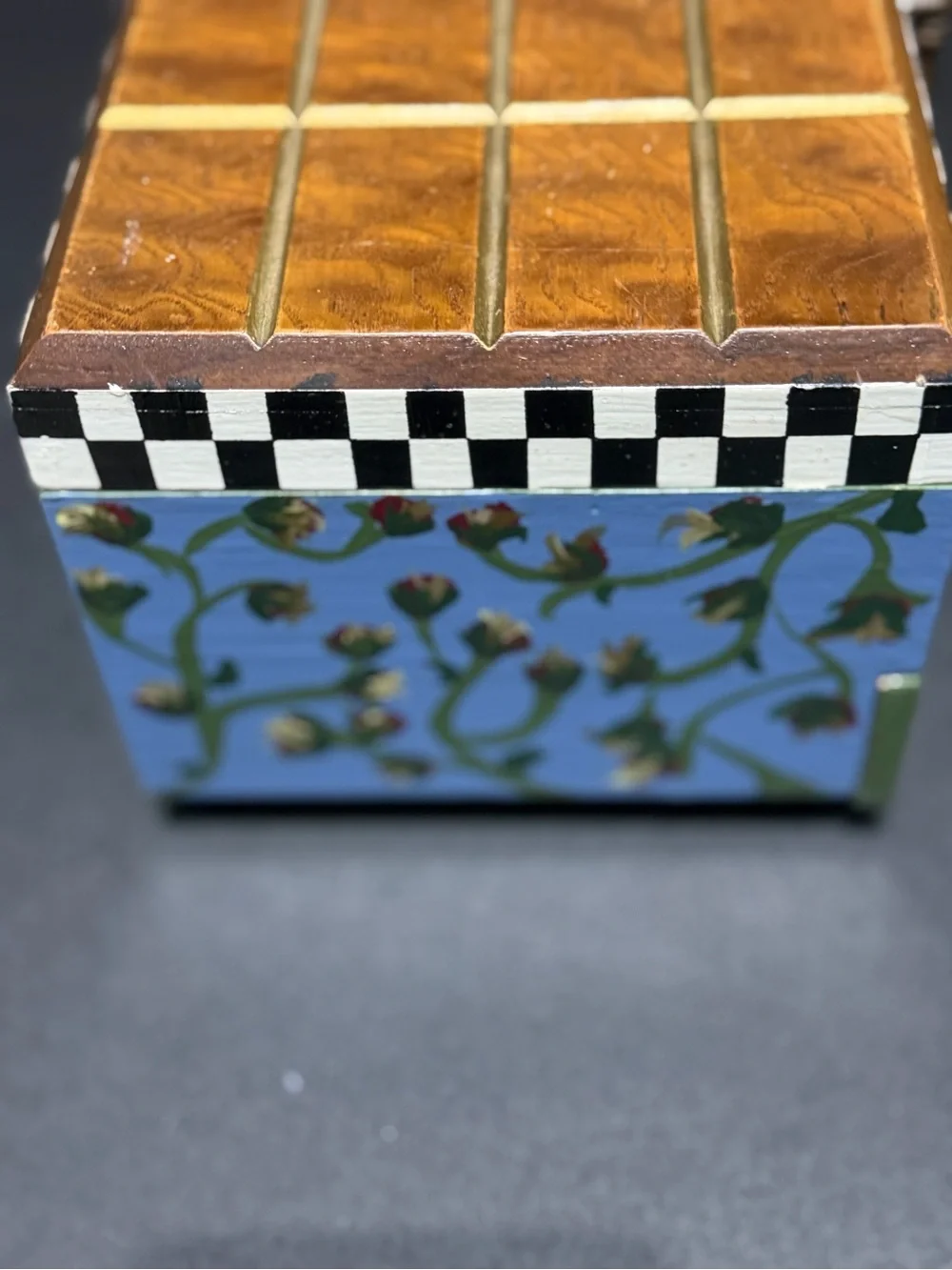 Wooden Grid Accent Box Hand Crafted